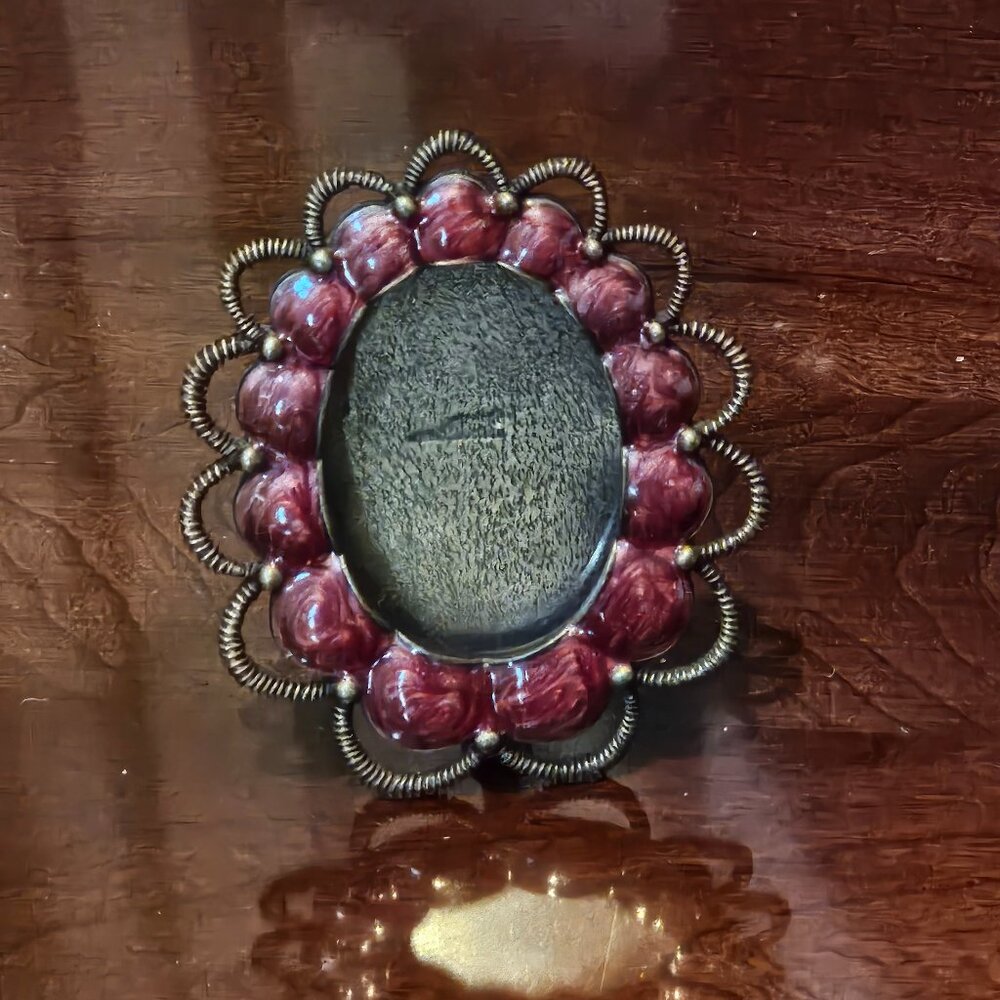 RARE 1 OF JAY'S 1ST FRAME RETIRED JAY STRONGWATER BOW RIBBON OVAL RED ENAMEL
